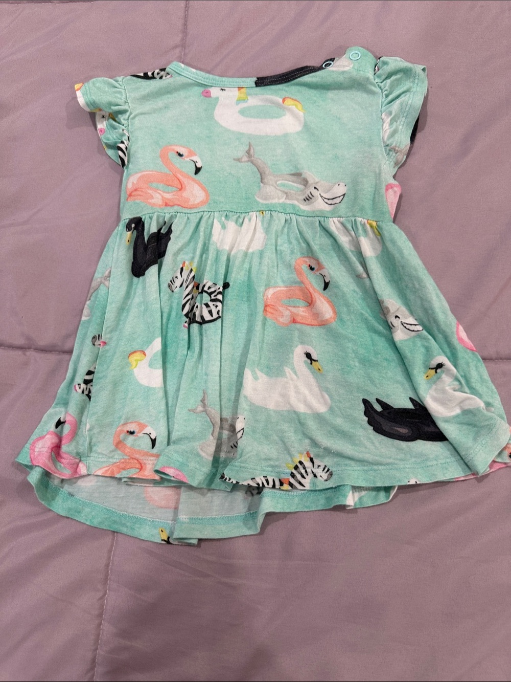 Girls Mint Swim-Print Flutter Sleeve Shirt